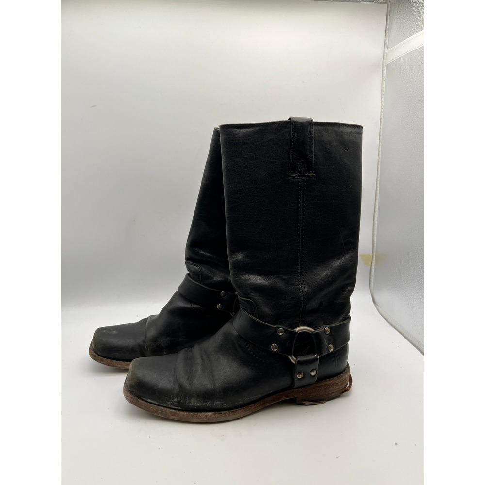 Frye Harness 8R Black Leather Biker Boots 77448 Mens Size 6.5 Western Moto